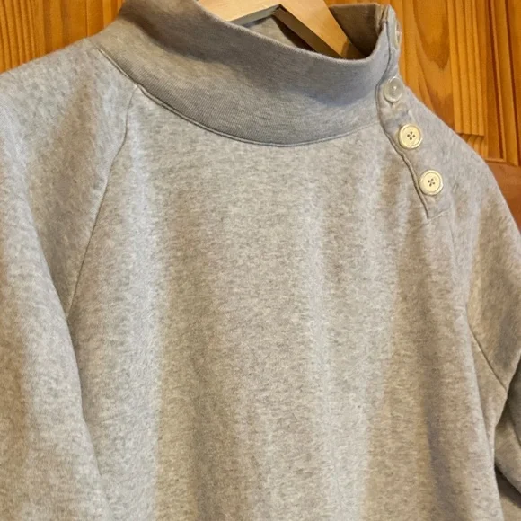 J.Crew wide collar, pullover sweatshirt with button detail in cloudspun fleece - Picture 4 of 9